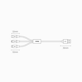 Baseus Superior 3w1 kabel USB - Lightning / USB Typ C / micro USB 3,5 A 1,5 m Biały (CAMLTYS-02)
