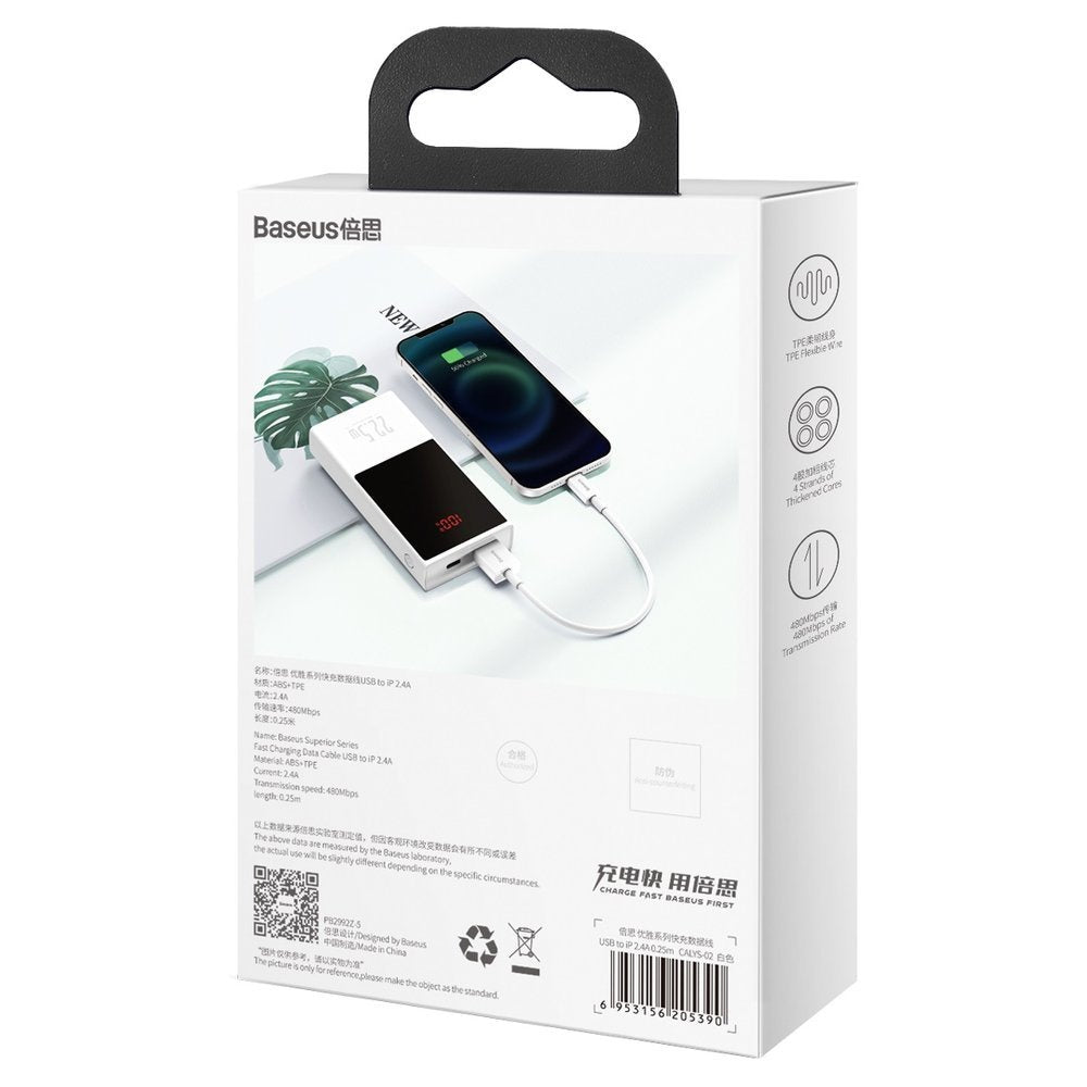 Baseus Superior kabel USB - Lightning 2,4A 0,25 m