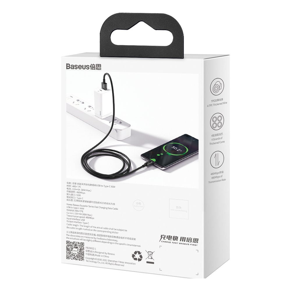 Baseus Superior kabel USB - USB Typ C 66 W Huawei SuperCharge SCP 1 m