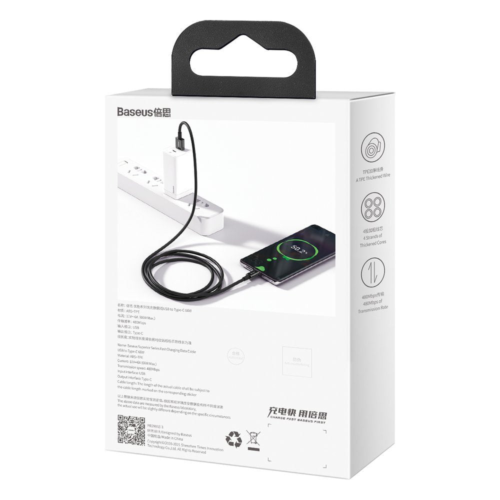 Baseus Superior kabel USB - USB Typ C 66 W Huawei SuperCharge SCP 2 m