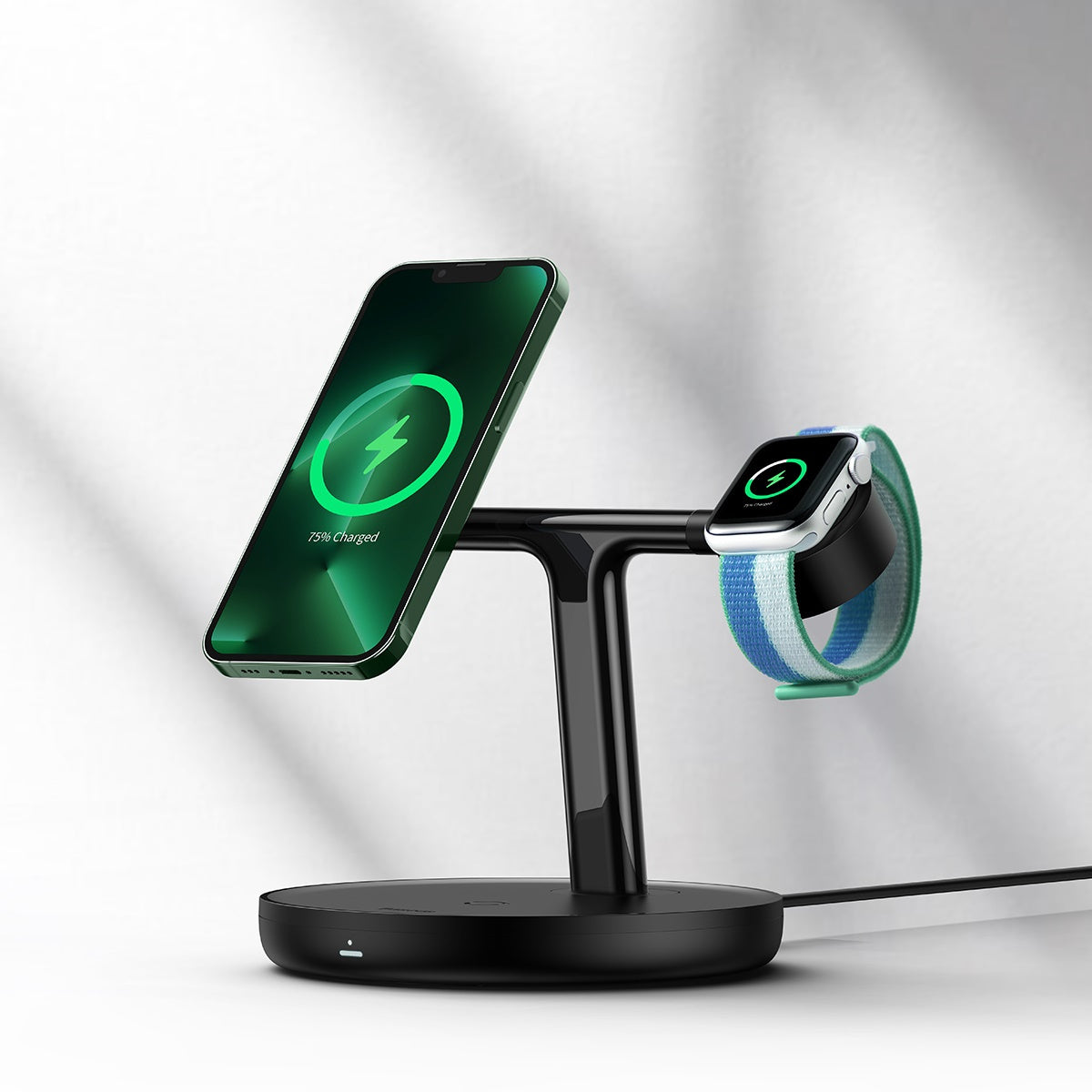 Baseus Swan ładowarka indukcyjna MagSafe stojak do iPhone, Apple Watch, AirPods + kabel USB-C 1m