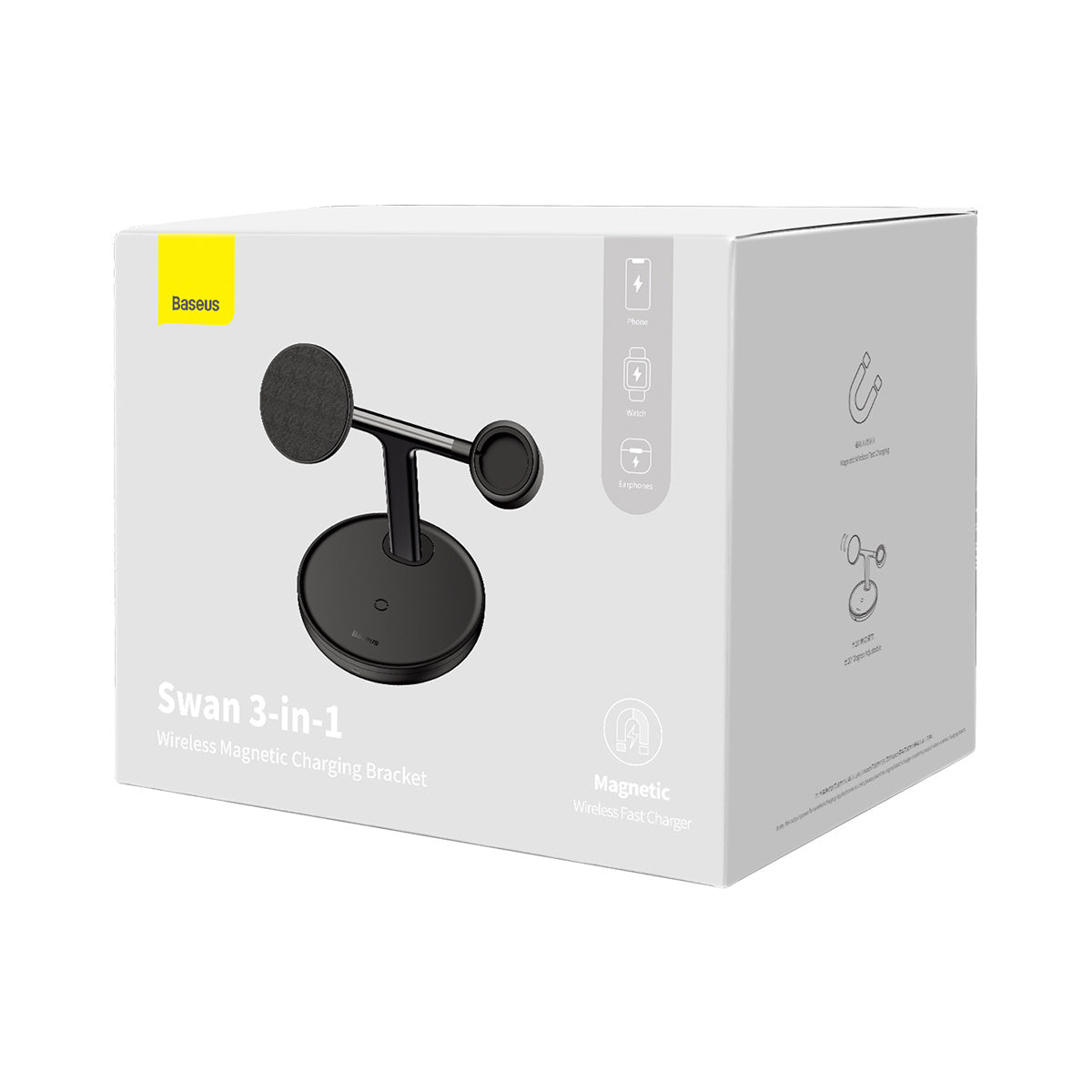 Baseus Swan ładowarka indukcyjna MagSafe stojak do iPhone, Apple Watch, AirPods + kabel USB-C 1m