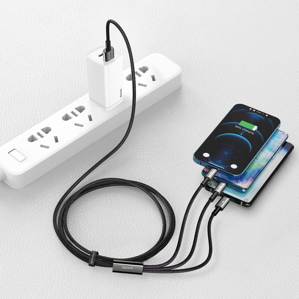 Baseus Tungsten 3w1 kabel USB - USB Typ C / Lightning / micro USB 3,5 A 1,5 m
