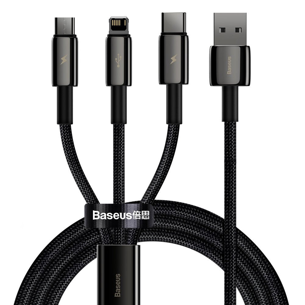 Baseus Tungsten 3w1 kabel USB - USB Typ C / Lightning / micro USB 3,5 A 1,5 m