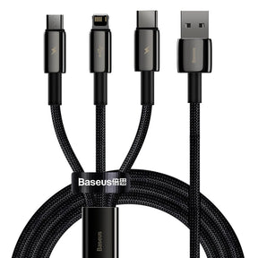 Baseus Tungsten 3w1 kabel USB - USB Typ C / Lightning / micro USB 3,5 A 1,5 m