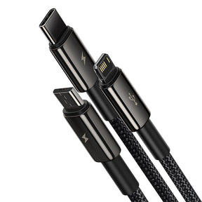 Baseus Tungsten 3w1 kabel USB - USB Typ C / Lightning / micro USB 3,5 A 1,5 m