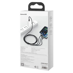 Baseus Tungsten 3w1 kabel USB - USB Typ C / Lightning / micro USB 3,5 A 1,5 m