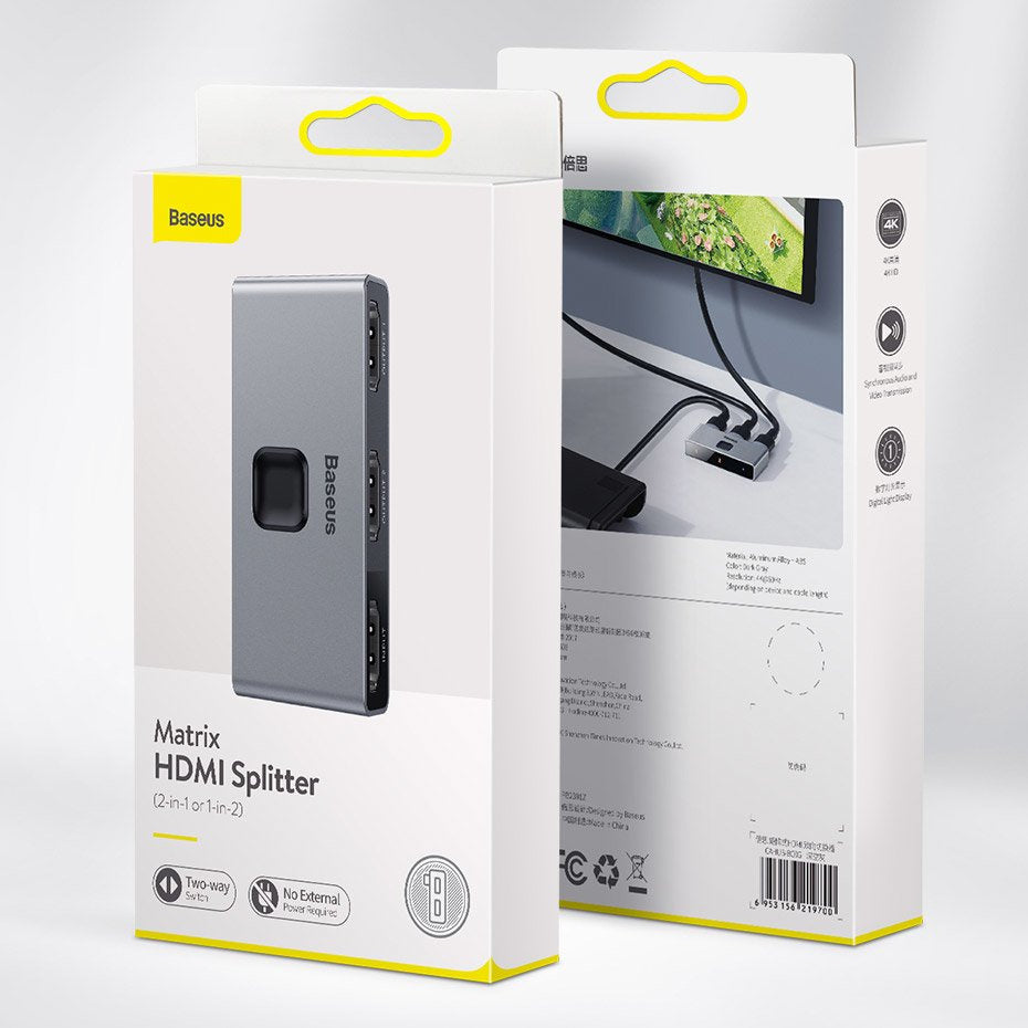 Baseus dwukierunkowy przełącznik rozdzielacz splitter switcher HDMI - 2x HDMI 4K / 30 Hz