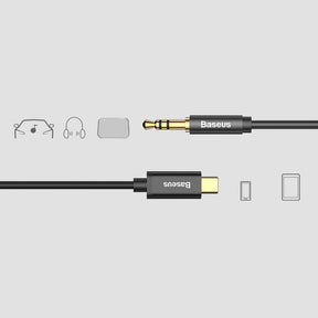 Baseus Kabel audio stereo AUX 3,5 mm mini jack – USB-C 120 cm