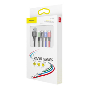 Baseus Kabel USB 4w1 2x Lightning / USB-C / micro USB w nylonowym oplocie 3,5A 1,2m