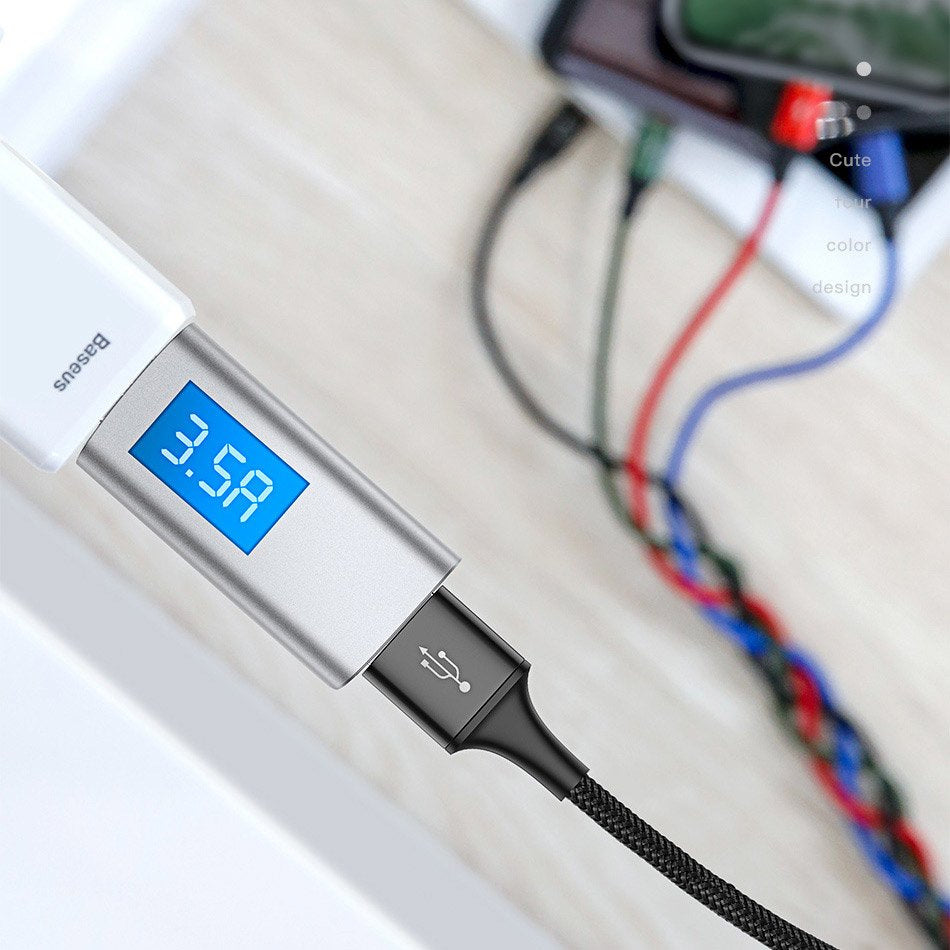 Baseus Kabel USB 4w1 2x Lightning / USB-C / micro USB w nylonowym oplocie 3,5A 1,2m