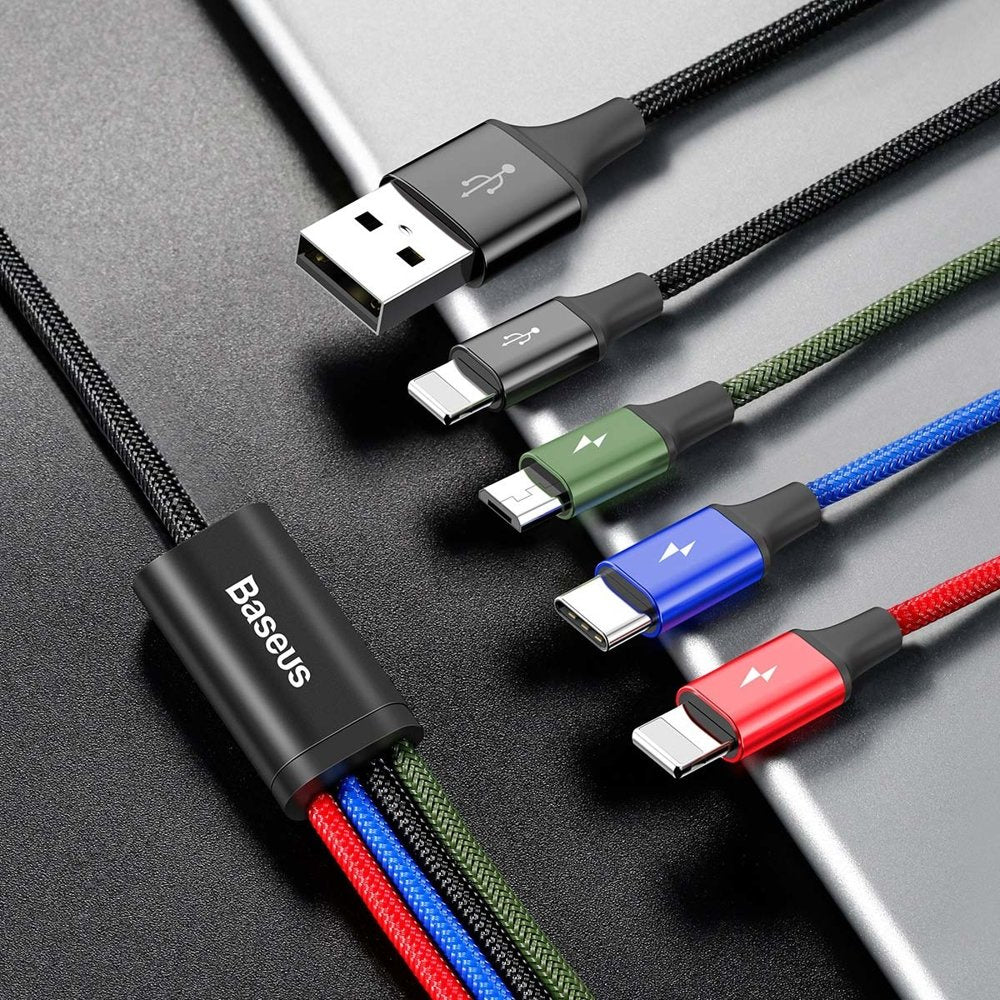 Baseus Kabel USB 4w1 2x Lightning / USB-C / micro USB w nylonowym oplocie 3,5A 1,2m