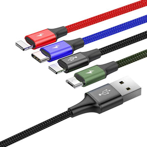 Baseus Kabel USB 4w1 2x Lightning / USB-C / micro USB w nylonowym oplocie 3,5A 1,2m
