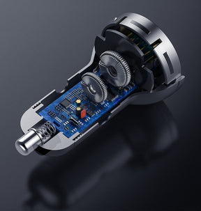 Baseus Ładowarka samochodowa 2x USB 4,8A 24W z LCD + kabel 3w1 USB-C / micro USB / Lightning 1,2m