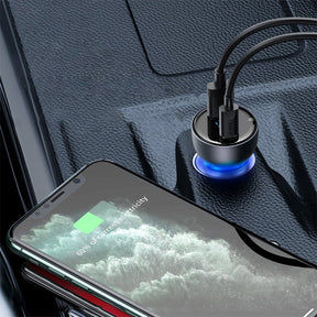 Baseus Ładowarka samochodowa USB-A / USB-C 65W SCP Quick Charge 4.0+ Power Delivery 3.0 z ekranem LCD