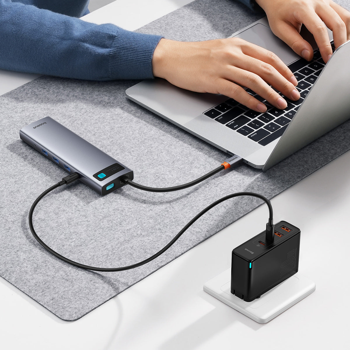HUB 11w1 Baseus Metal Gleam Series USB-C do USB-C PD / 3x USB-A 3.0 / USB-A 2.0 / HDMI / VGA / AUX / RJ-45 / SD TF