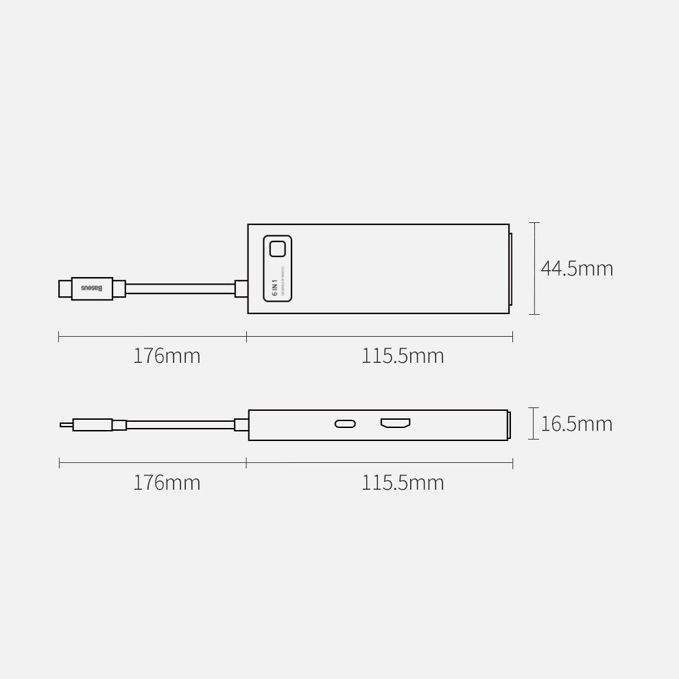 HUB Baseus Metal Gleam 6w1 USB-C