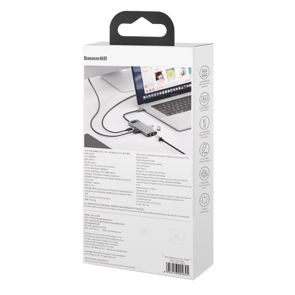 HUB Baseus Metal Gleam 6w1 USB-C
