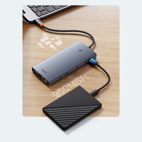 HUB Baseus PortalJoy Series 13w1 USB-C - 2x HDMI / DP / VGA / USB-A 3.1 / USB-C 3.1 / USB-A 2.0 / PD / RJ45 / SD / TF / AUX