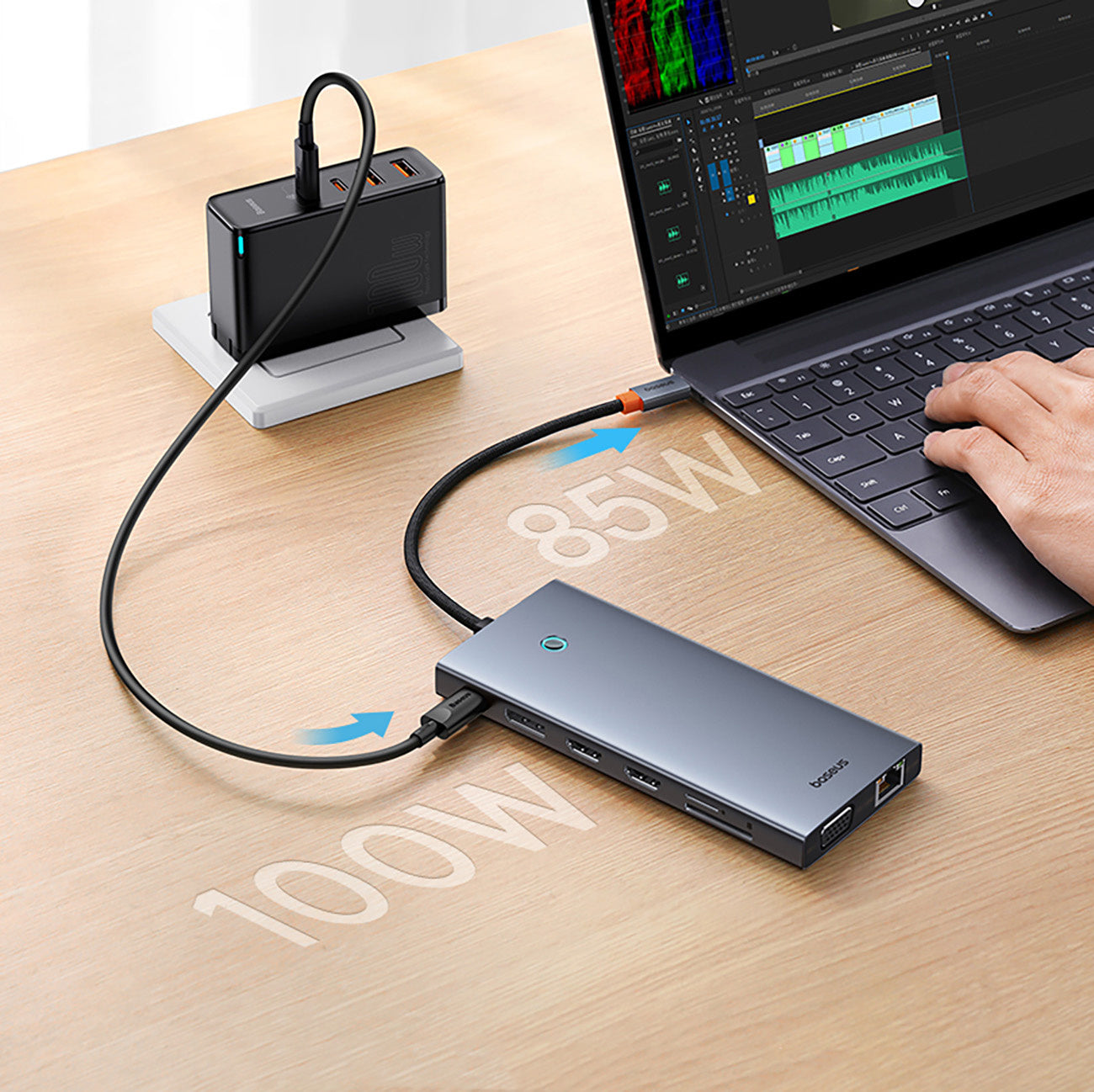 HUB Baseus PortalJoy Series 13w1 USB-C - 2x HDMI / DP / VGA / USB-A 3.1 / USB-C 3.1 / USB-A 2.0 / PD / RJ45 / SD / TF / AUX