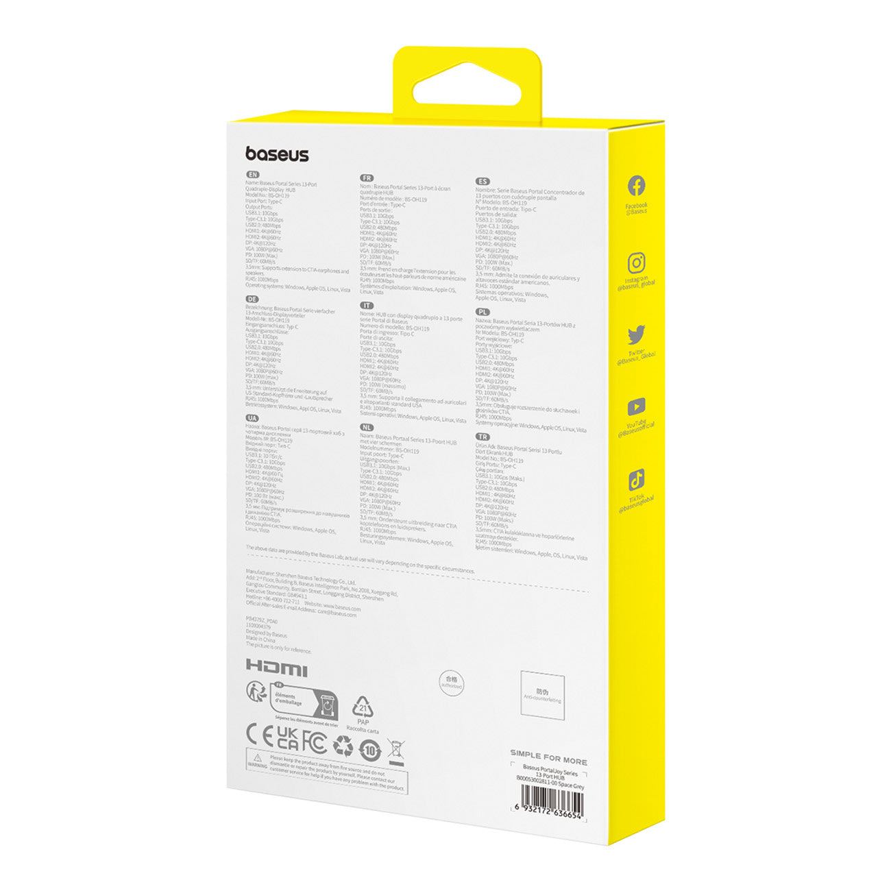 HUB Baseus PortalJoy Series 13w1 USB-C - 2x HDMI / DP / VGA / USB-A 3.1 / USB-C 3.1 / USB-A 2.0 / PD / RJ45 / SD / TF / AUX