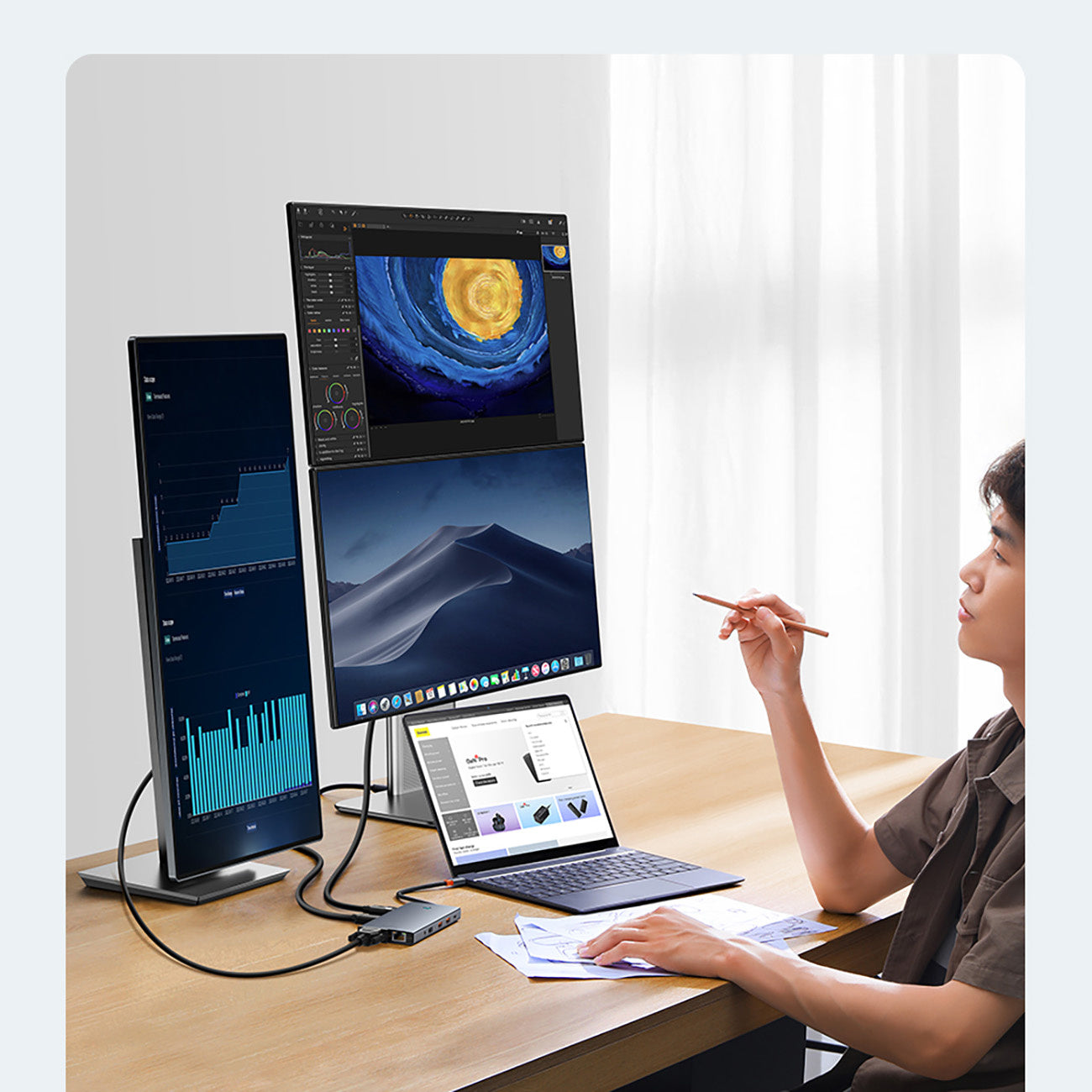 HUB Baseus PortalJoy Series 13w1 USB-C - 2x HDMI / DP / VGA / USB-A 3.1 / USB-C 3.1 / USB-A 2.0 / PD / RJ45 / SD / TF / AUX