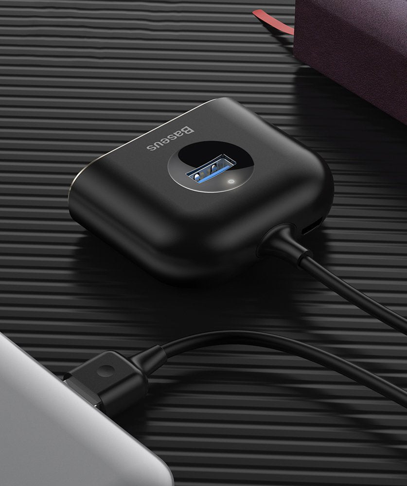 HUB Baseus Square USB-A do 1x USB-A 3.2 Gen 1 / 3x USB 2.0 z kablem 1m