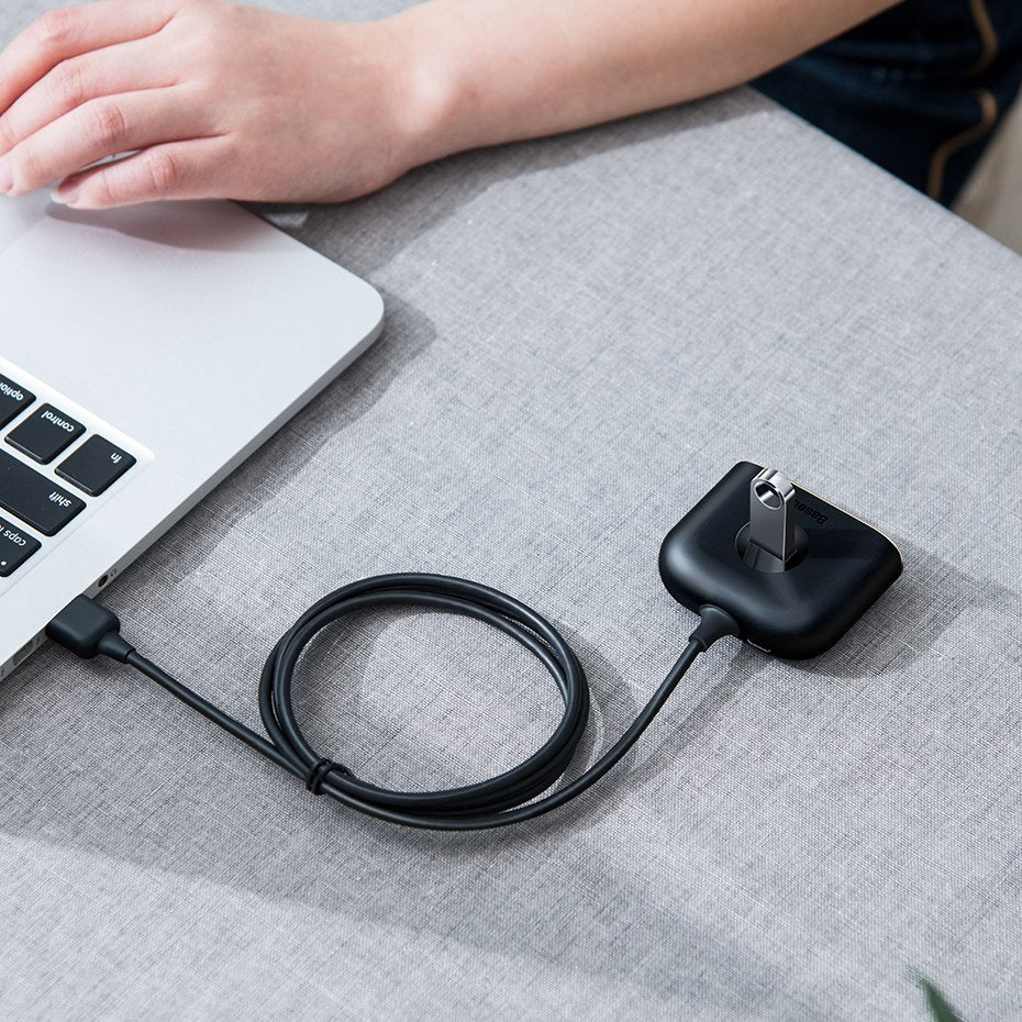 HUB Baseus Square USB-A do 1x USB-A 3.2 Gen 1 / 3x USB 2.0 z kablem 1m