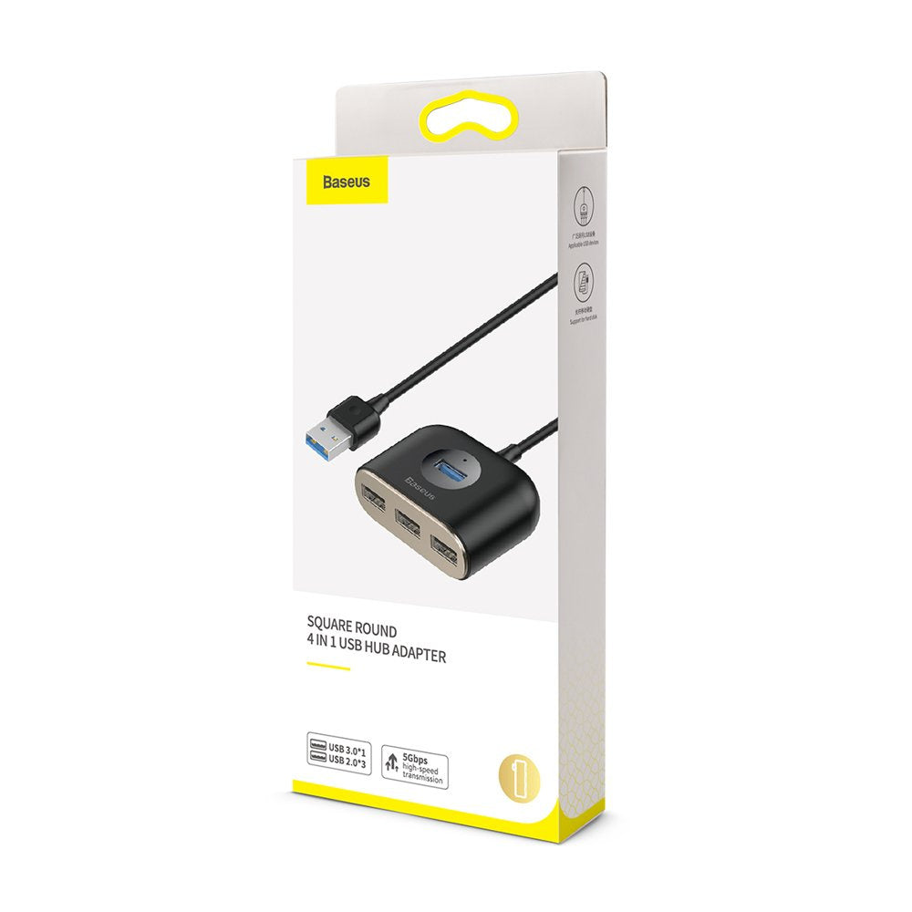 HUB Baseus Square USB-A do 1x USB-A 3.2 Gen 1 / 3x USB 2.0 z kablem 1m