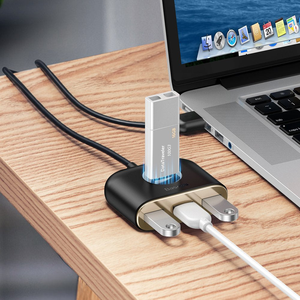 HUB Baseus Square USB-A do 1x USB-A 3.2 Gen 1 / 3x USB 2.0 z kablem 1m