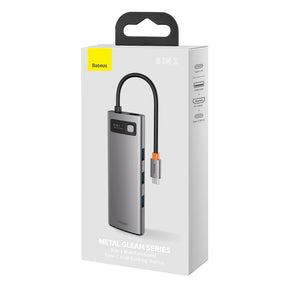 Hub Baseus Metal Gleam 8w1 USB-C - USB-C PD 100W HDMI 4K czytnik kart SD microSD USB-A 3.2 RJ45