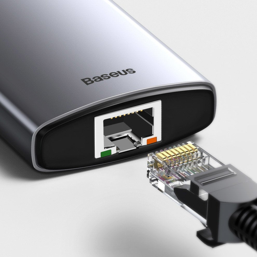 Hub Baseus Metal Gleam 8w1 USB-C - USB-C PD 100W HDMI 4K czytnik kart SD microSD USB-A 3.2 RJ45