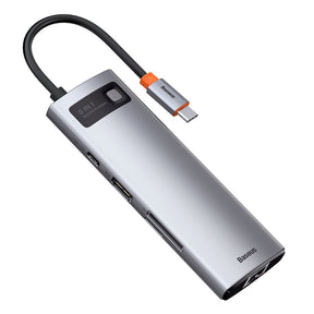 Hub Baseus Metal Gleam 8w1 USB-C - USB-C PD 100W HDMI 4K czytnik kart SD microSD USB-A 3.2 RJ45