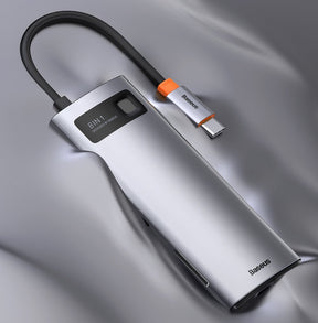 Hub Baseus Metal Gleam 8w1 USB-C - USB-C PD 100W HDMI 4K czytnik kart SD microSD USB-A 3.2 RJ45