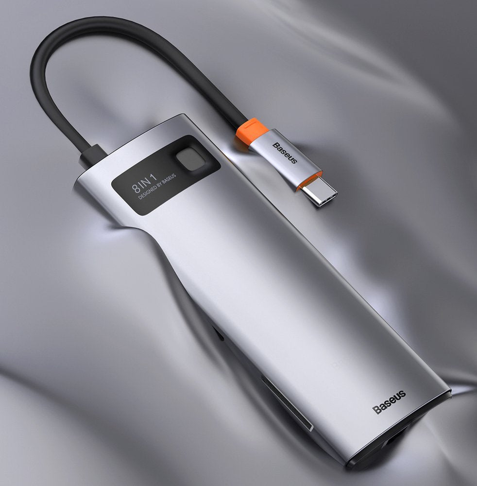 Hub Baseus Metal Gleam 8w1 USB-C - USB-C PD 100W HDMI 4K czytnik kart SD microSD USB-A 3.2 RJ45