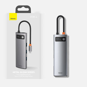 Hub Baseus Metal Gleam 8w1 USB-C - USB-C PD 100W HDMI 4K czytnik kart SD microSD USB-A 3.2 RJ45