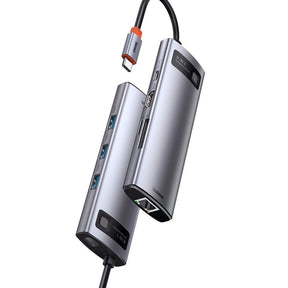 Hub Baseus Metal Gleam 8w1 USB-C - USB-C PD 100W HDMI 4K czytnik kart SD microSD USB-A 3.2 RJ45