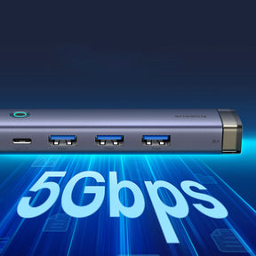Hub Baseus UltraJoy Series 4 w 1 USB-A/USB-C do 3 x USB-A 3.0 + 1 x RJ45 + 1 x wejście USB-C 5V