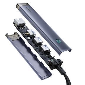Hub Baseus UltraJoy Series 4 w 1 USB-A/USB-C do 3 x USB-A 3.0 + 1 x RJ45 + 1 x wejście USB-C 5V