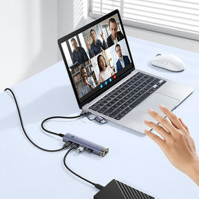 Hub Baseus UltraJoy Series 4 w 1 USB-A/USB-C do 3 x USB-A 3.0 + 1 x RJ45 + 1 x wejście USB-C 5V