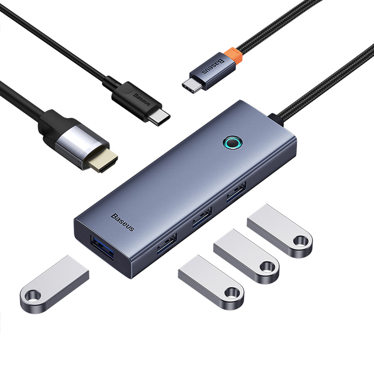 Baseus UltraJoy Series Hub 6 w 1 USB-C do HDMI 4K@60Hz + 4x USB-A 3.0 + USB-C PD