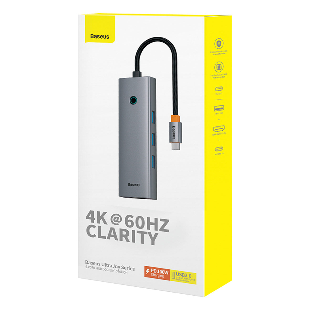 Baseus UltraJoy Series Hub 6 w 1 USB-C do HDMI 4K@60Hz + 4x USB-A 3.0 + USB-C PD