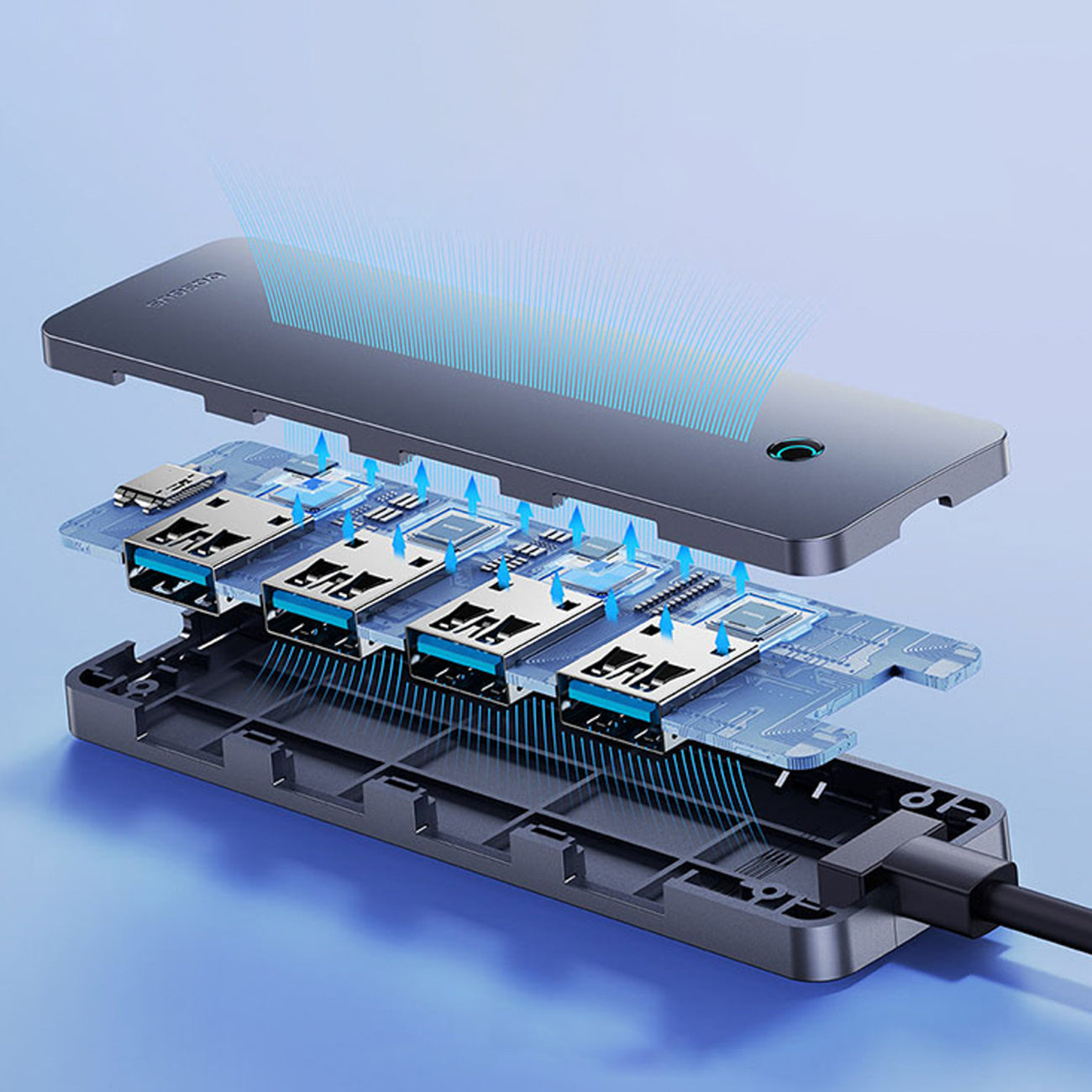 Baseus UltraJoy Series Hub USB-A 4x USB-A 3.0 1x USB-C 5V 15cm