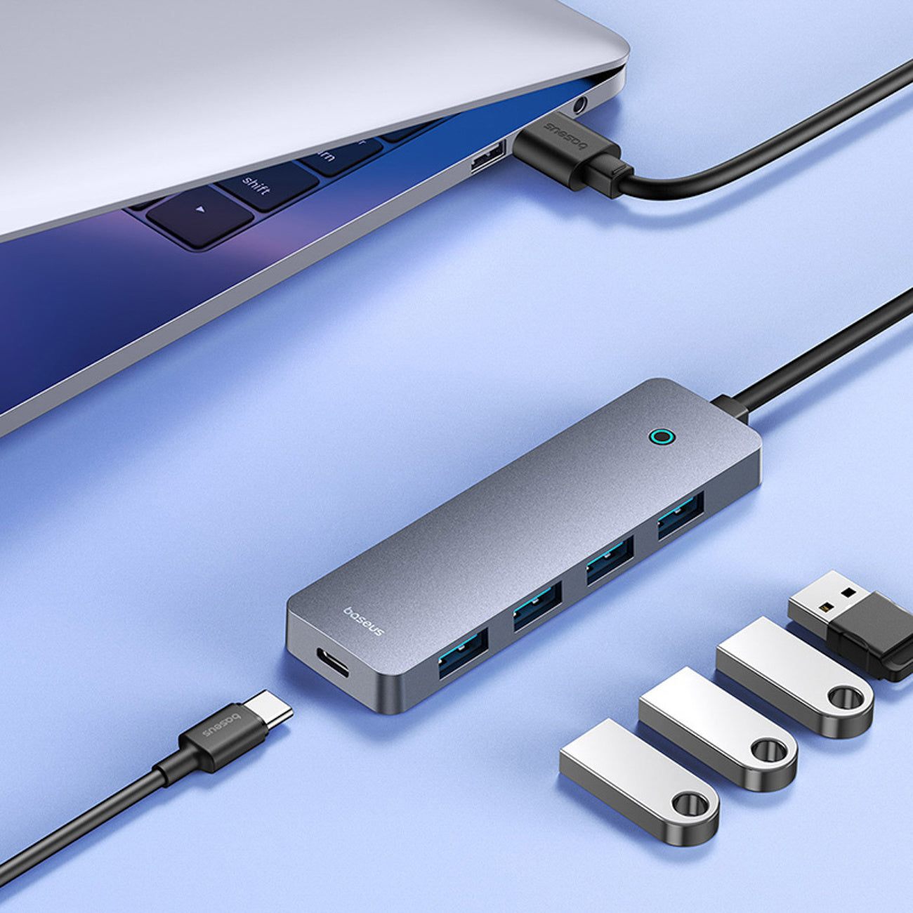 Baseus UltraJoy Series Hub USB-A 4x USB-A 3.0 1x USB-C 5V 15cm