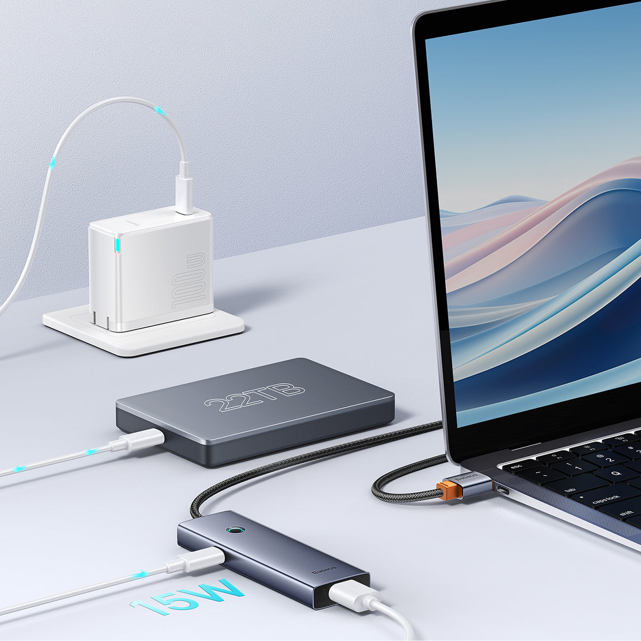 Hub USB-A Baseus UltraJoy Series 4xUSB-A 3.0 1xUSB-C 5V 50cm