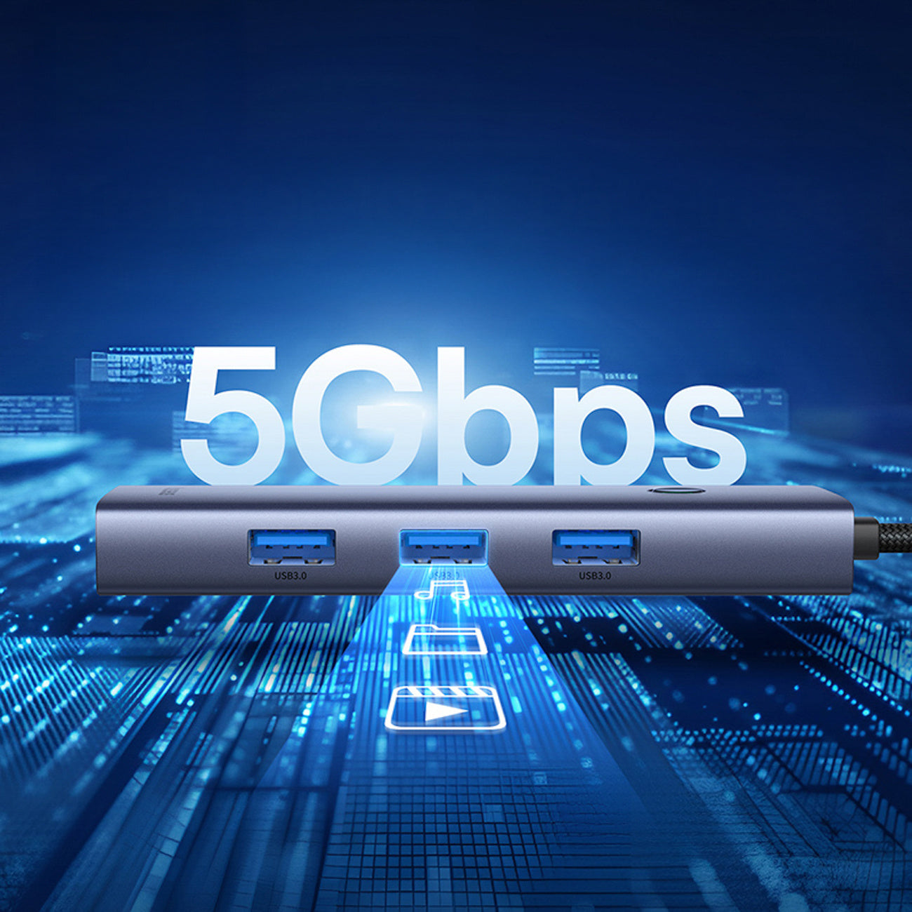 Baseus UltraJoy Series Hub USB-A 4x USB-A 3.0 1x USB-C 5V