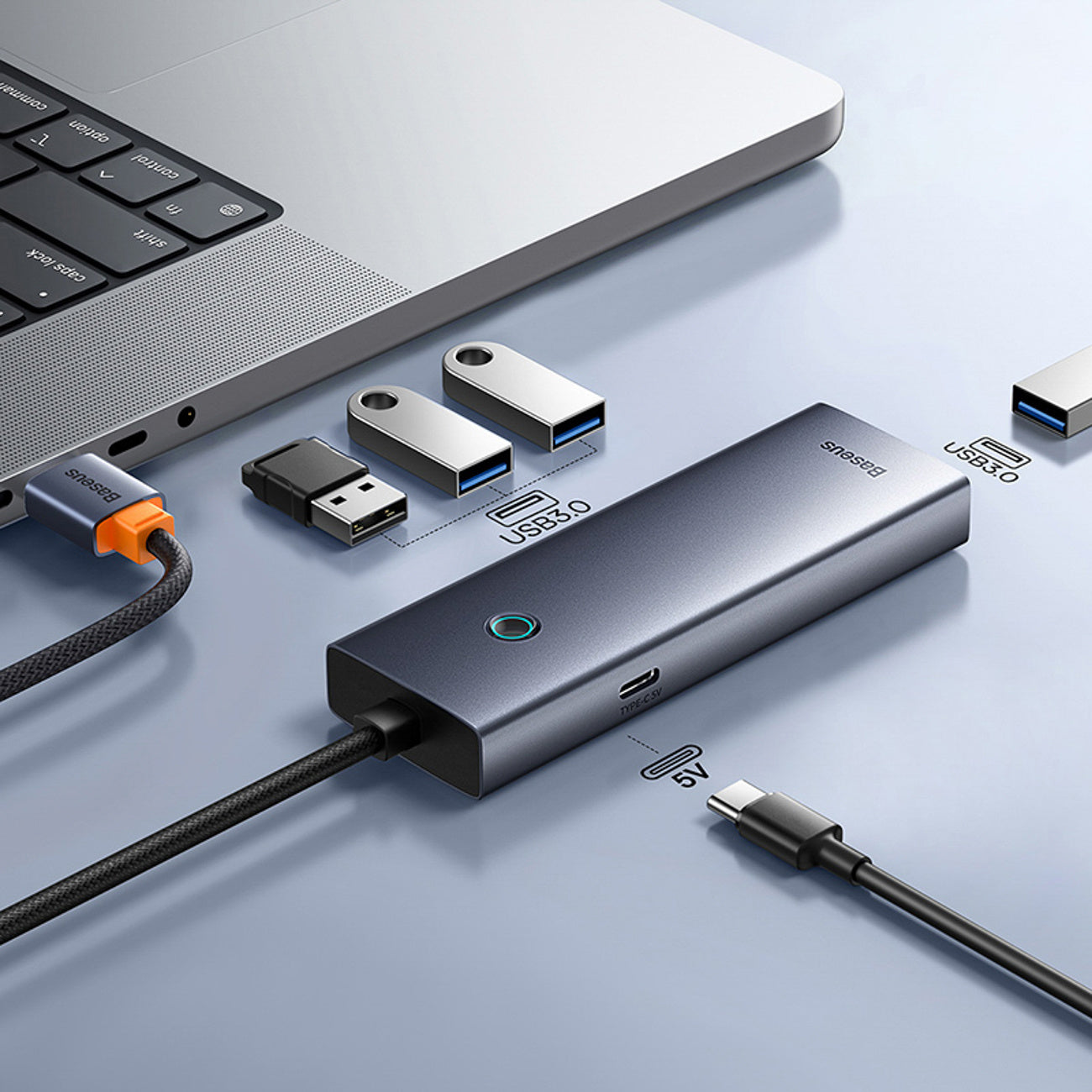 Baseus UltraJoy Series Hub USB-A 4x USB-A 3.0 1x USB-C 5V