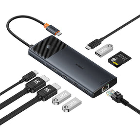 Baseus Metal Gleam II Hub USB-C 10w1 HDMI USB-A USB-C RJ45 SD/TF