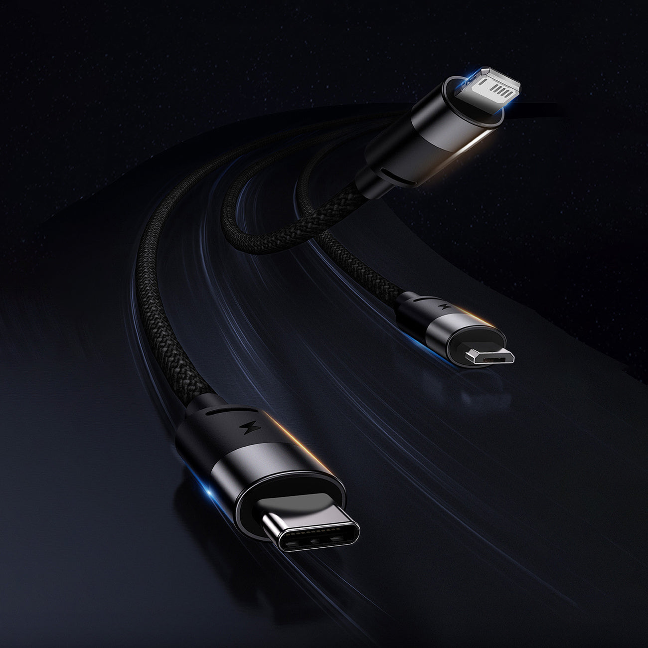 Baseus StarSpeed Kabel 3w1 USB-A – micro USB / Lightning / USB-C 3.5A 1.2m