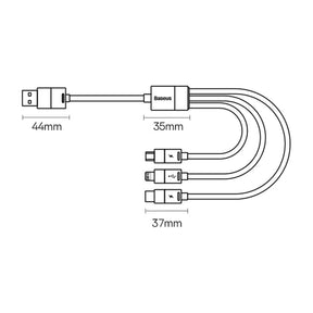 Baseus StarSpeed Kabel 3w1 USB-A – micro USB / Lightning / USB-C 3.5A 1.2m